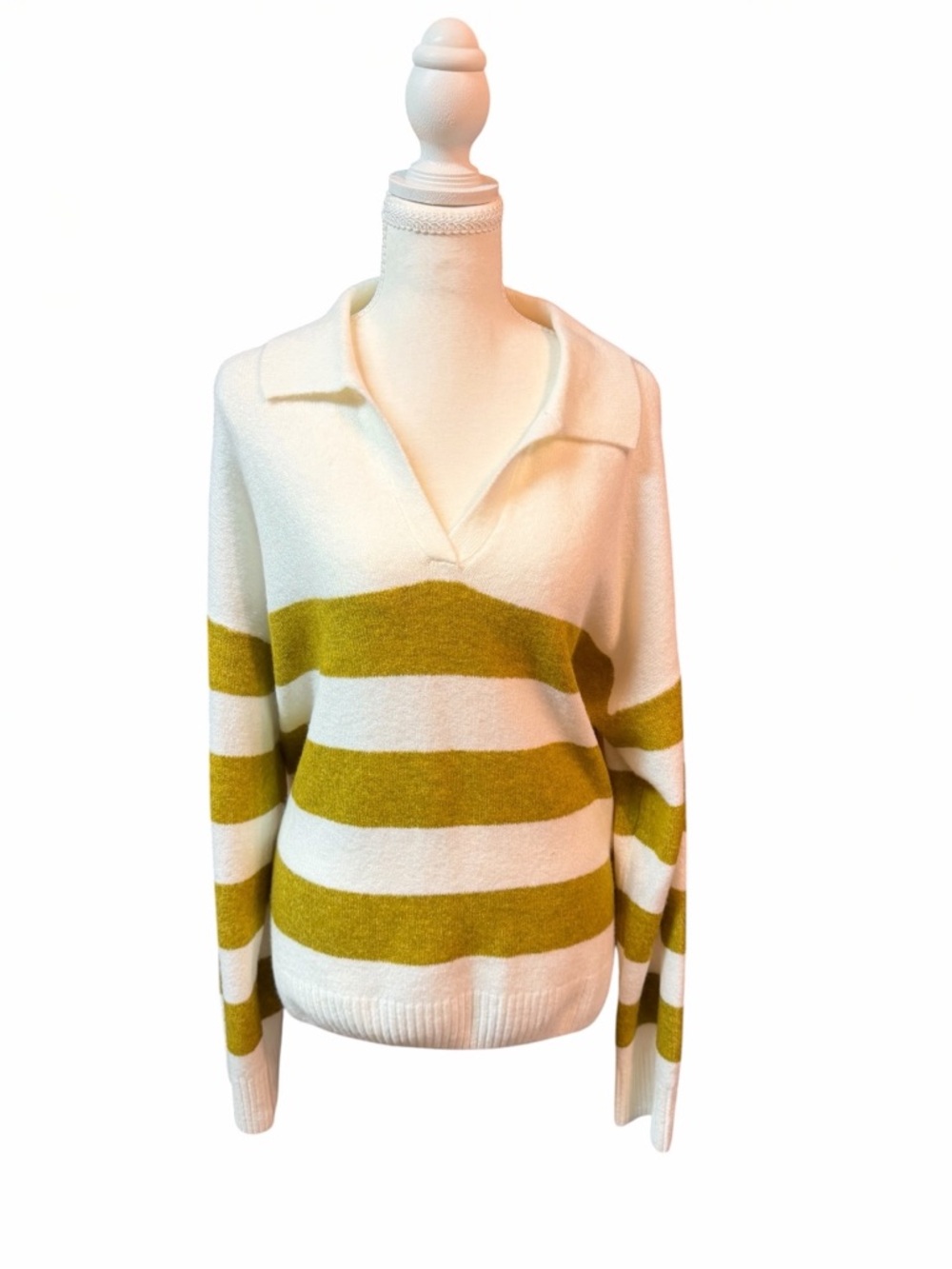 Old Money Coastal Preppy Vince Camuto Striped Collared Sweater L NWT
